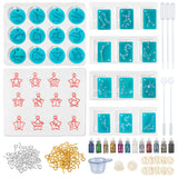 DIY Kit, with Silicone Molds, Plastic Stirring Rod, Transfer Pipettes, Laser Shining Nail Art Glitter and Latex Finger Cots