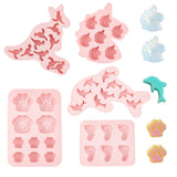 1 Set Food Grade Silicone Molds, Fondant Molds, For DIY Cake Decoration, Chocolate, Candy, Soap Making, Pink, 200x137.5x15.5mm/145x125x14.5mm/227x127x12.5mm/182x183x19.5mm/157.5x131.5x13.5mm, 5pcs/set