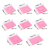 European Style Decorative Pattern Anaglyph Picture Frame Food Grade Fondant Silicone Molds, Stirring Rod, Pipettes Dropper, Latex Finger Cots, Measuring Cup, Pink, 59x54x8mm
