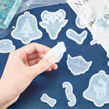 Christmas's Day Pendant Silicone Molds, with 60ml Measuring Cup, Round Stirring Rod, Essential Oils Pipettes Dropper, Transfer Pipettes, Latex Finger Cots and Nail Art Sequins/Paillette, Mixed Color