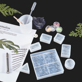 Ocean Water Lines Silicone Molds, with Micro Drill Bits Set, Nail Art Sequins/Paillette, Stirring Rod, Disposable Mixing Dish, Wooden Craft Sticks, Latex Finger Cots, Measuring Cup , White, 51.5x35.5x17mm