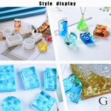 Ocean Water Lines Silicone Molds, with Micro Drill Bits Set, Nail Art Sequins/Paillette, Stirring Rod, Disposable Mixing Dish, Wooden Craft Sticks, Latex Finger Cots, Measuring Cup , White, 51.5x35.5x17mm