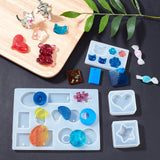 DIY Pendant Making, with Silicone Molds, Tinfoil, Iron Screw Eye Pins, Plastic Measuring Cup & Stirring Rod & Pipettes, Latex Finger Cots, Mixed Color, 147~153x114~123x8~8.5mm