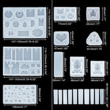 DIY Pendant Making, with Silicone Molds, Tinfoil, Iron Screw Eye Pins, Plastic Measuring Cup & Stirring Rod & Pipettes, Latex Finger Cots, Mixed Color, 147~153x114~123x8~8.5mm