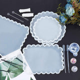 Waved Cup Pad Silicone Molds, with Disposable Plastic Transfer Pipettes and Latex Finger Cots, Anti-static Tweezer and Gradual Change Candy Style Flakes, Mixed Color, 185x14mm