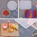 Waved Cup Pad Silicone Molds, with Disposable Plastic Transfer Pipettes and Latex Finger Cots, Anti-static Tweezer and Gradual Change Candy Style Flakes, Mixed Color, 185x14mm