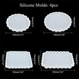 Waved Cup Pad Silicone Molds, with Disposable Plastic Transfer Pipettes and Latex Finger Cots, Anti-static Tweezer and Gradual Change Candy Style Flakes, Mixed Color, 185x14mm