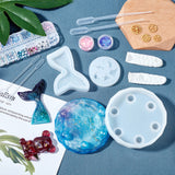 DIY Kit, with 304 Stainless Steel Tweezers, Latex Finger Cots, Plastic Stirring Rod & Pipettes, Silicone Molds, ABS Plastic Imitation Pearl Cabochons, Sequins, Mixed Color