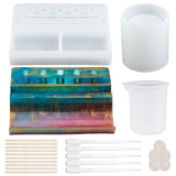 DIY Penholder & Pen Pot Silicone Mold Kits, Include 3ML Disposable Plastic Dropper, Wooden Craft Sticks & Measuring Cup & Stainless Iron Tweezers, Mixed Color, 14pcs/set