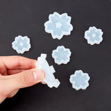 DIY Sakura Silicone Molds Kits, Include Birch Wooden Craft Ice Cream Sticks and Plastic Transfer Pipettes, Latex Finger Cots, Plastic Measuring Cup, White, 31.5x31.5x7.5mm, Inner Diameter: 26mm, 2pcs