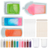 DIY Quicksand Silicone Molds Kits, Shaker Molds, Include Birch Wooden Craft Ice Cream Sticks and Plastic Transfer Pipettes, Latex Finger Cots, Plastic Measuring Cup, Glass Nail Art Glitter Sequins, White, 78x47x14.5mm, Inner Diameter: 43x74mm, 1pc