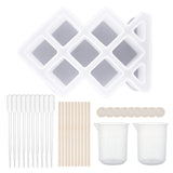 DIY Lipstick Storage Box Silicone Molds Kits, Include Birch Wooden Craft Ice Cream Sticks and Plastic Transfer Pipettes, Latex Finger Cots, Plastic Measuring Cup, White, 140x90x54mm, Inner Diameter: 11x17mm and 24x24mm, 1pc