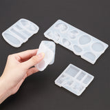 Ocean Theme DIY Silicone Molds Kits, Include Birch Wooden Craft Ice Cream Sticks and Plastic Transfer Pipettes, Latex Finger Cots, Plastic Measuring Cup, White, 58x96x7mm, Inner Diameter: 7~24x12~23mm