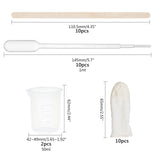 Ocean Theme DIY Silicone Molds Kits, Include Birch Wooden Craft Ice Cream Sticks and Plastic Transfer Pipettes, Latex Finger Cots, Plastic Measuring Cup, White, 58x96x7mm, Inner Diameter: 7~24x12~23mm