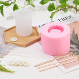 Owl Shape Silicone Molds Kits, with Birch Wooden Ice Cream Sticks, Latex Finger Cots, Plastic Dropper, Pink, 80.5x61.5mm, Inner Diameter: 46.5mm