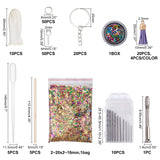 DIY Keychain Silicone Molds Making Kits, Plastic Transfer Pipettes, Plastic Sequins Chip, Faux Suede Tassel Pendants, Iron Screw Eye Pin Peg Bails, Birch Wooden Craft Ice Cream Sticks