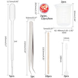 DIY Molds Kits, with Silicone Molds and Nail Art Sequins/Paillette, Birch Wooden Craft Ice Cream Sticks, Plastic Round Stirring Rod, Silicone Measuring Cup, Plastic Transfer Pipettes, White, 130x79.5x9.5mm, 1pc