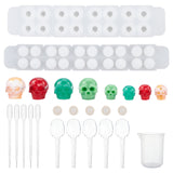 Skull DIY Bracelet Silicone Molds, Resin Casting Molds, For UV Resin, Epoxy Resin Jewelry Making, with Plastic Pipettes, Latex Finger Cots, Plastic Measuring Cup, White, 258x51.5x17.5mm, Inner Diameter: 9.5mm