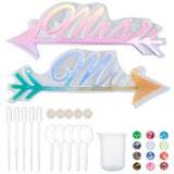 Mrs & Mr Doorplate Silicone Molds Kits, for DIY Plate Hanging Tags Crafts Making, with Plastic Pipettes, Nail Art Sequins, Latex Finger Cots, Plastic Measuring Cup, Mixed Color, 358x94x10.5mm