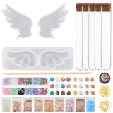 DIY Mace Silicone Molds Kits, Including Glass Test Tubes, Wood Stick, Nail Art Glitter, Nail Art Sequins/Paillette, Nail Art Tinfoil, Glass Beads, Natural Spiral Shell Beads, Alloy Pendants, Mixed Color