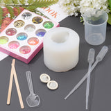 DIY Ghost Silicone Molds Kits, Including Wooden Craft Sticks, Plastic Pipettes, Latex Finger Cots, Plastic Measuring Cups, plastic Spoon, Nail Art Sequins/Paillette, White, 67x54mm, Inner Diameter: 32x42mm, 1pc