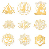 Craspire 9Pcs 9 Styles Chakra Nickel Self-adhesive Picture Stickers, Golden, Mixed Patterns, 40x40mm, 1pc/style