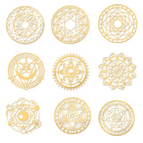 Craspire 9Pcs 9 Styles Nickel Self-adhesive Picture Stickers, Golden, Magic Circle, 40x40mm, 1pc/style