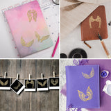Craspire 9Pcs 9 Styles Nickel Self-adhesive Picture Stickers, Golden, Wing Pattern, 40x40mm, 1pc/style