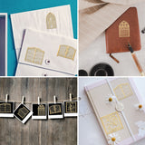 Craspire 9Pcs 9 Styles Nickel Self-adhesive Picture Stickers, Golden, Window & Door, Mixed Patterns, 40x40mm, 1pc/style