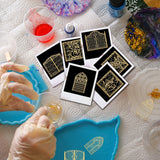 Craspire 9Pcs 9 Styles Nickel Self-adhesive Picture Stickers, Golden, Window & Door, Mixed Patterns, 40x40mm, 1pc/style