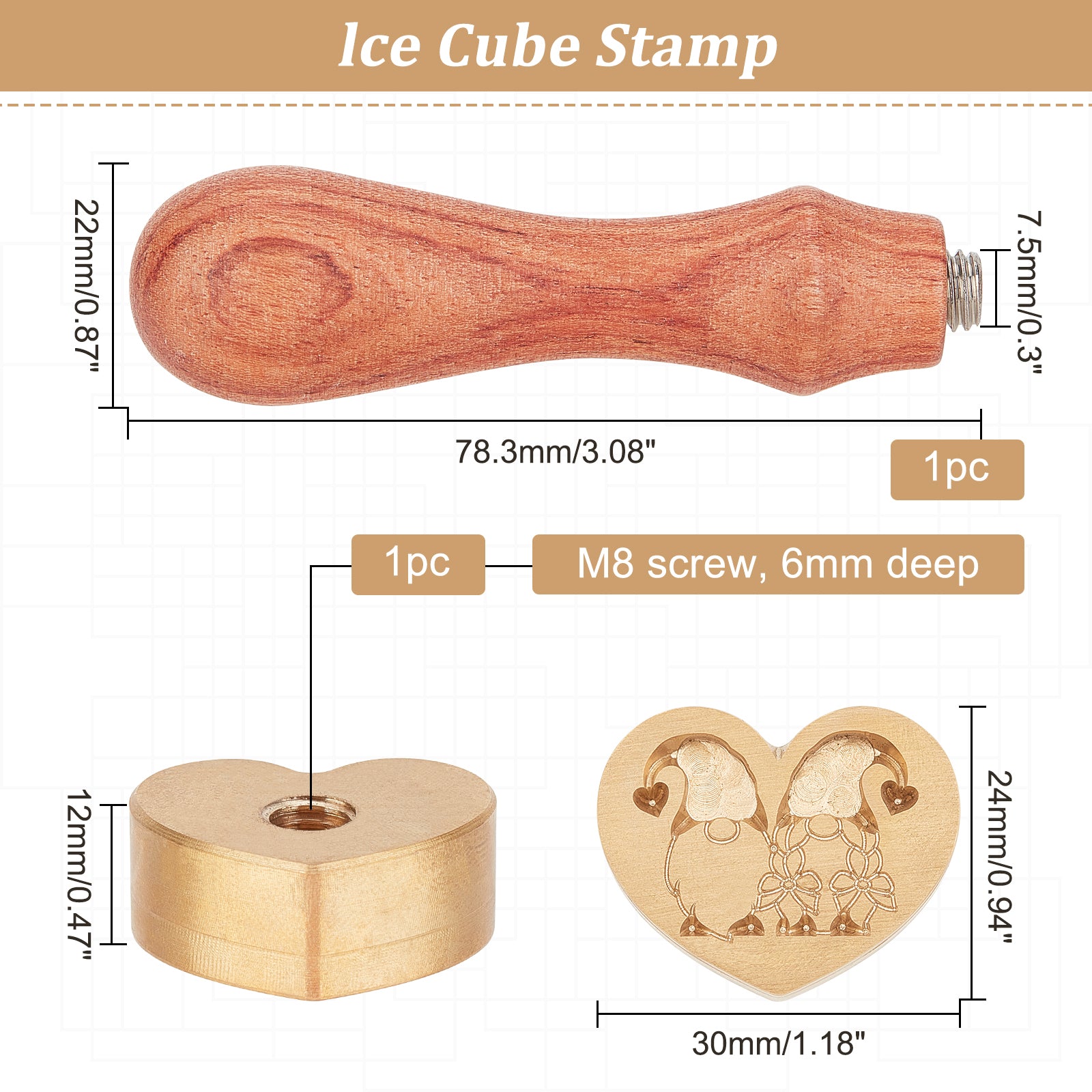 CRASPIRE B Letter Ice Stamp Wood Handle Wax Seal Stamp