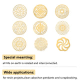 Craspire 9Pcs 9 Style Custom Carbon Steel Cabochons, Geometric Shapes, Golden, 40x40mm, 1pc/style