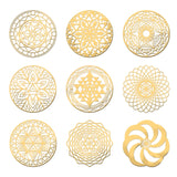 Craspire 9Pcs 9 Style Custom Carbon Steel Cabochons, Geometric Shapes, Golden, 40x40mm, 1pc/style
