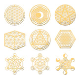 Craspire 9Pcs 9 Style Custom Carbon Steel Cabochons, Mixed Shapes, Golden, 40x40mm, 1pc/style