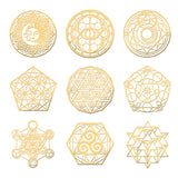 9Pcs 9 Style Custom Carbon Steel Self-adhesive Picture Stickers, Mixed Shapes, Golden, Mixed Patterns, 40x40mm, 1pc/style