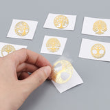Craspire 9Pcs 9 Style Custom Carbon Steel Self-adhesive Picture Stickers, Flat Round with Mixed Patterns, Golden, Tree of Life Pattern, 40x40mm, 1pc/style