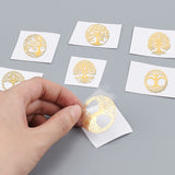 9Pcs 9 Style Custom Carbon Steel Self-adhesive Picture Stickers, Flat Round with Mixed Patterns, Golden, Tree of Life Pattern, 40x40mm, 1pc/style