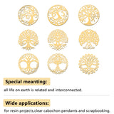 Craspire 9Pcs 9 Style Custom Carbon Steel Self-adhesive Picture Stickers, Flat Round with Mixed Patterns, Golden, Tree of Life Pattern, 40x40mm, 1pc/style