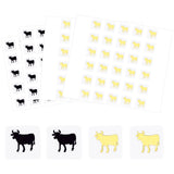 Craspire 80 Sheets 2 Color Cartoon Animal Meal Stickers, Adhesive Square Paper Labels, Gold & Black, Cow Pattern, 6.6~7.8x8.1~9x0.02cm, 30pcs/sheet, 40sheets/color