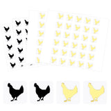 Craspire 80 Sheets 2 Color Cartoon Animal Meal Stickers, Adhesive Square Paper Labels, Gold & Black, Rooster Pattern, 6.6~7.8x8.1~9x0.02cm, 30pcs/sheet, 40sheets/color