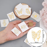 Craspire 9Pcs 9 Styles Custom Carbon Steel Self-adhesive Picture Stickers, Butterfly & Flower & Leaf, Square, Mixed Patterns, 40x40mm, 1pc/style