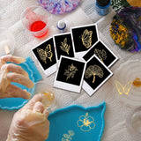 Craspire 9Pcs 9 Styles Custom Carbon Steel Self-adhesive Picture Stickers, Butterfly & Flower & Leaf, Square, Mixed Patterns, 40x40mm, 1pc/style