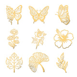 Craspire 9Pcs 9 Styles Custom Carbon Steel Self-adhesive Picture Stickers, Butterfly & Flower & Leaf, Square, Mixed Patterns, 40x40mm, 1pc/style