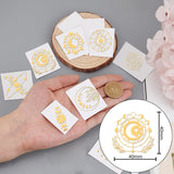 Craspire 9Pcs 9 Styles Custom Carbon Steel Self-adhesive Picture Stickers, Golden, Moon Pattern, 40x40mm, 1pc/style