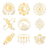 Craspire 9Pcs 9 Styles Custom Carbon Steel Self-adhesive Picture Stickers, Golden, Moon Pattern, 40x40mm, 1pc/style