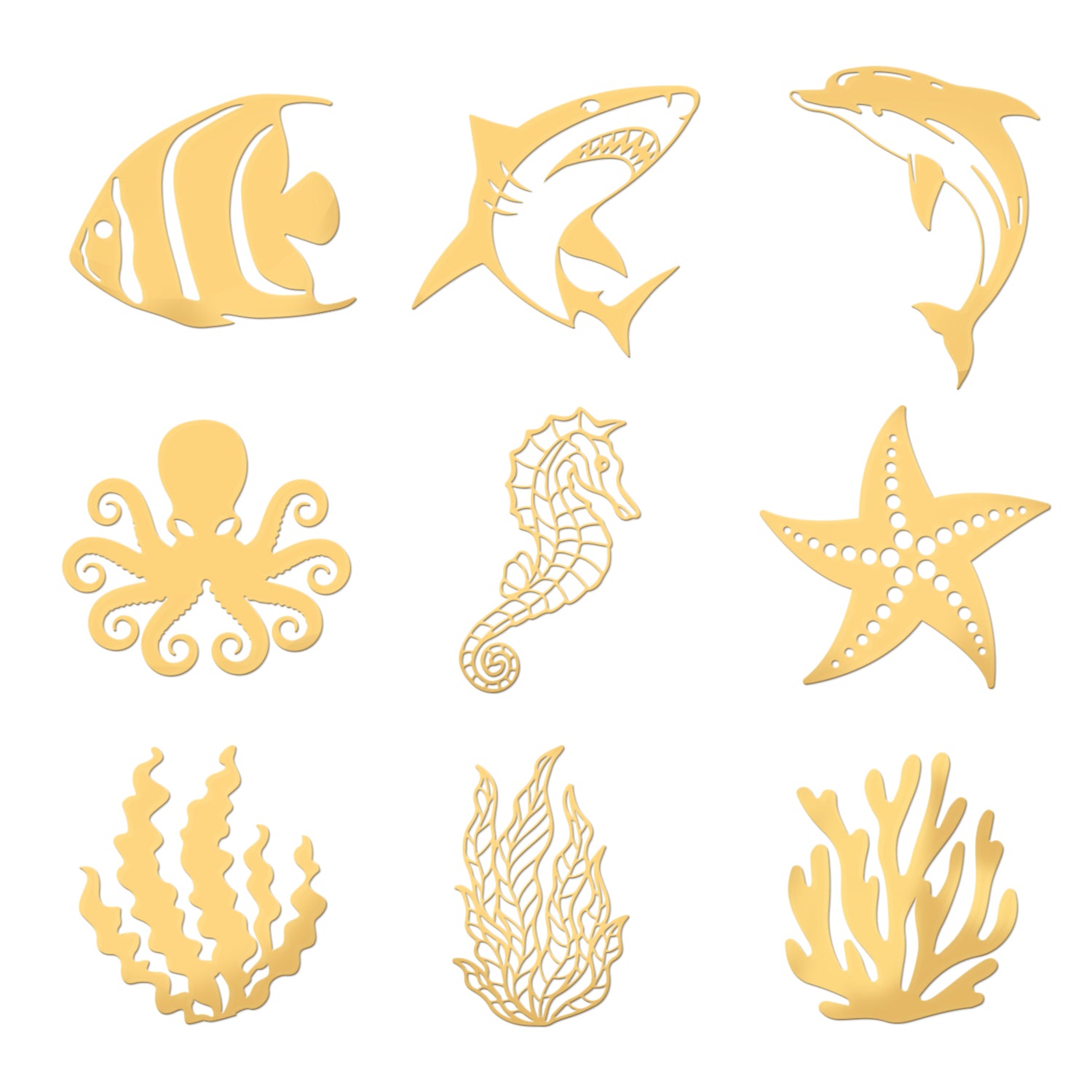 9Pcs 9 Styles Custom Carbon Steel Self-adhesive Picture Stickers, Golden, Wing Pattern, 40x40mm, about 1pc/style