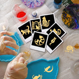 Craspire 9Pcs 9 Styles Custom Carbon Steel Self-adhesive Picture Stickers, Golden, Wing Pattern, 40x40mm, about 1pc/style