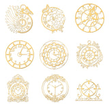 9Pcs 9 Styles Custom Carbon Steel Self-adhesive Picture Stickers, Clock Pattern, 40x40mm, 1pc/style