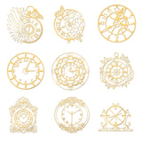 Craspire 9Pcs 9 Styles Custom Carbon Steel Self-adhesive Picture Stickers, Clock Pattern, 40x40mm, 1pc/style