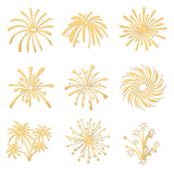 9Pcs 9 Styles Custom Carbon Steel Self-adhesive Picture Stickers, Fireworks Pattern, 40x40mm, 1pc/style